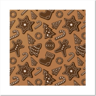 Christmas Gingerbread Cookies Seamless Pattern Posters and Art